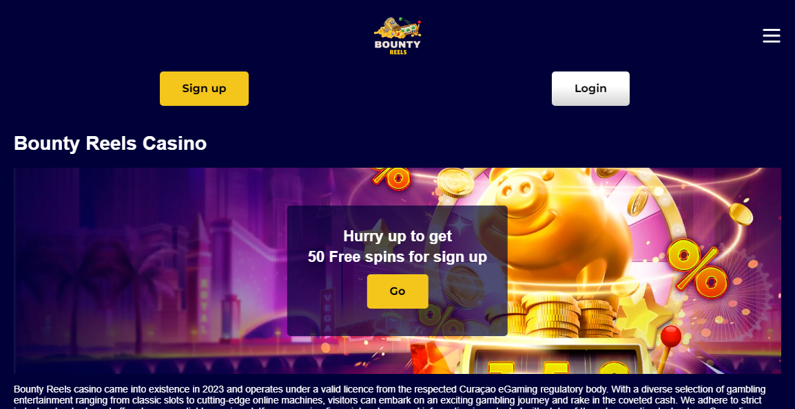 Bounty Reels Casino Desktop screenshot